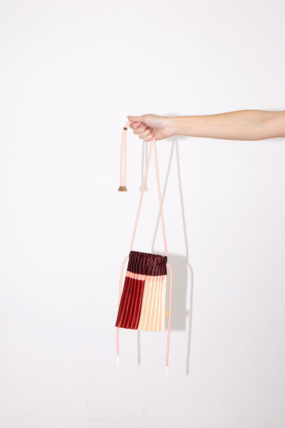 Pleated Satin Mini Bag - Ruby