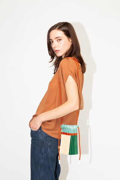 Pleated Satin Mini Bag - Emerald