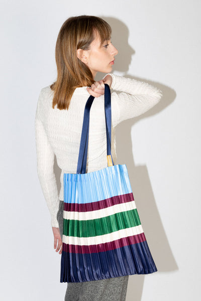 Pleated Satin Bag - Sorrento Blue