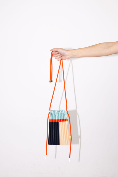 Pleated Satin Mini Bag - Blue