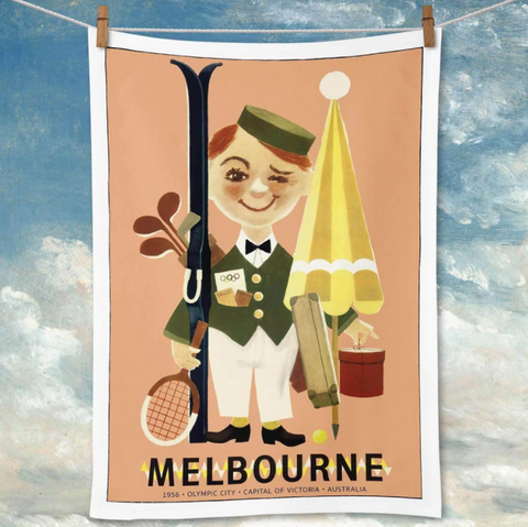 Tea Towel Retro Print Merchants - Melbourne 1956 Olympics