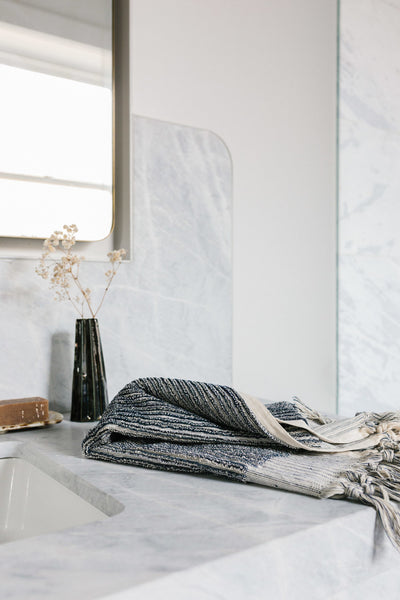 Loom Towels Navy and Cream