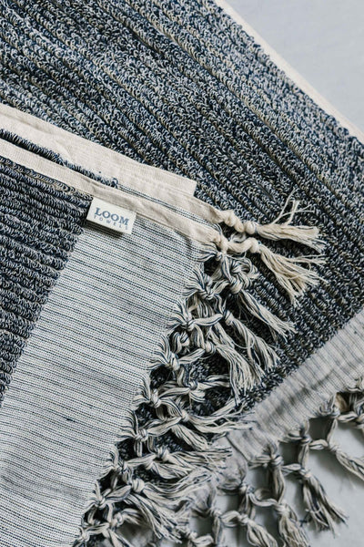Loom Towels Navy and Cream