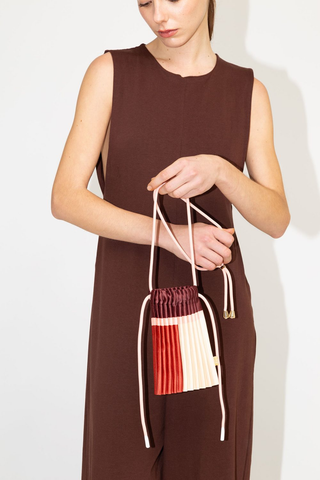Pleated Satin Mini Bag - Ruby