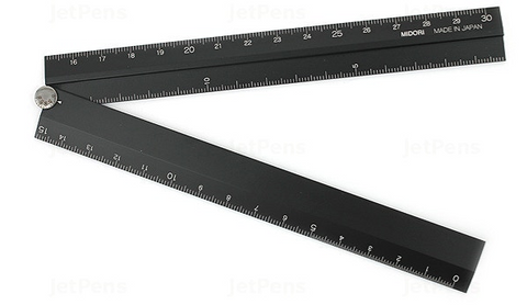 Midori Aluminium Folding Ruler Black