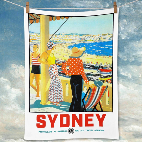 Tea Towel Retro Print Merchants - Sydney Bondi  Beach