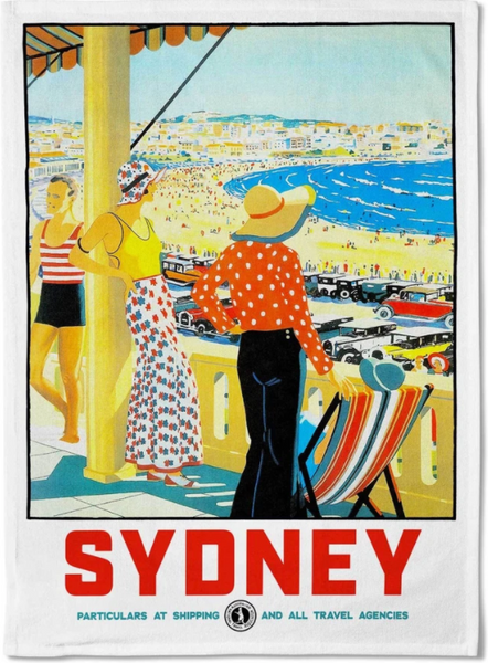 Tea Towel Retro Print Merchants - Sydney Bondi  Beach