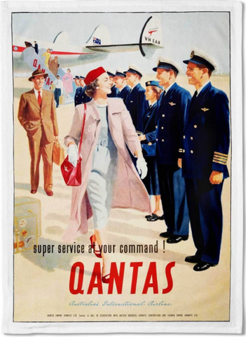 Tea Towel Retro Print Merchants - Qantas Super Service