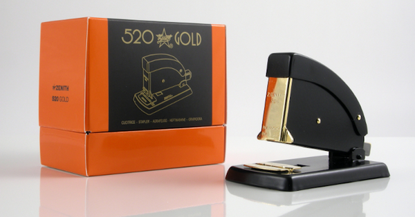 Zenith 520 Desk Stapler Black and 23K Gold