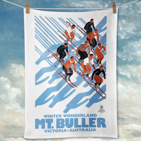 Tea Towel Retro Print Merchants - Mt Buller