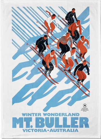 Tea Towel Retro Print Merchants - Mt Buller