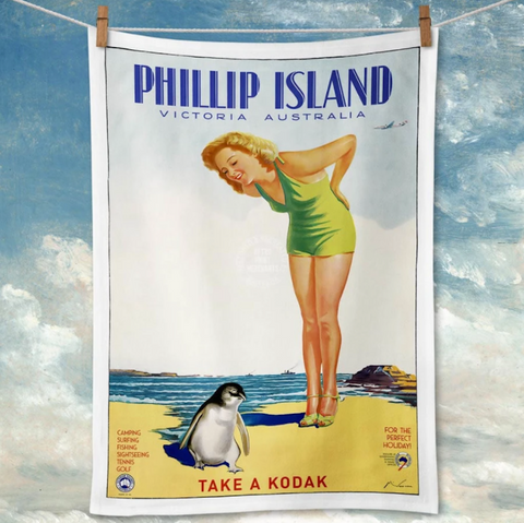 Tea Towel Retro Print Merchants - Phillip Island