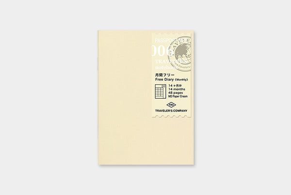 Traveler's Notebook Passport 006 Refill Monthly Diary